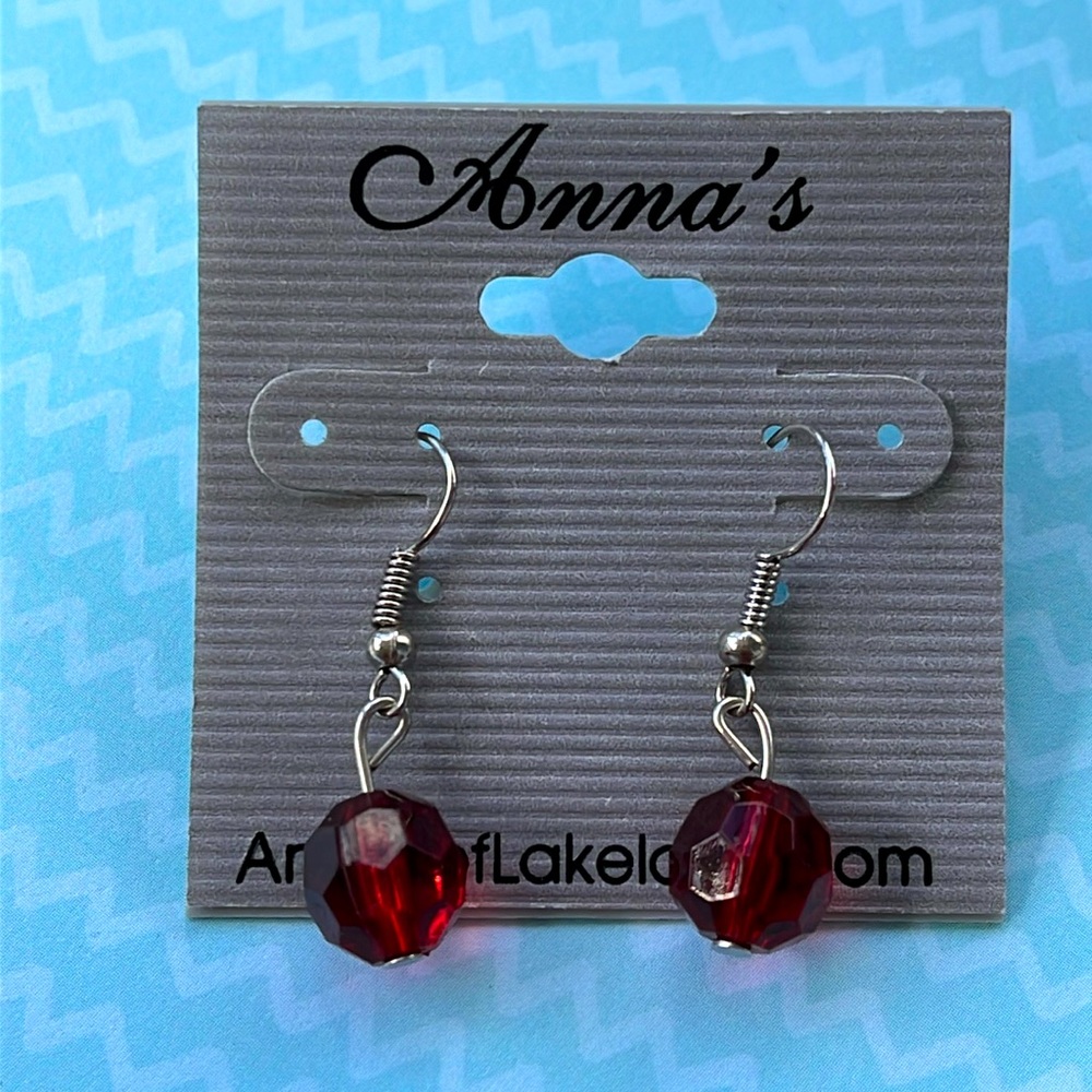 Anna’s Red and Silver Tone Dangle Earrings